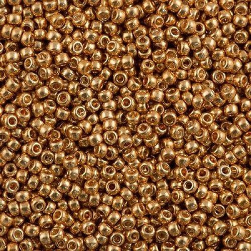 ROUND ROCAILLE 15/0 Galvanized Gold 1053 (182)